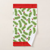 Feuilles de pin de Noël et baies sur Monogramme (Serviette à main)