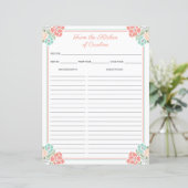 Feuilles de recettes de Classeur du livre de cuisi (Debout devant)