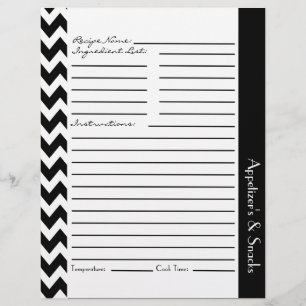 Feuilles de recettes rayées Chevron Zigzag - Blanc