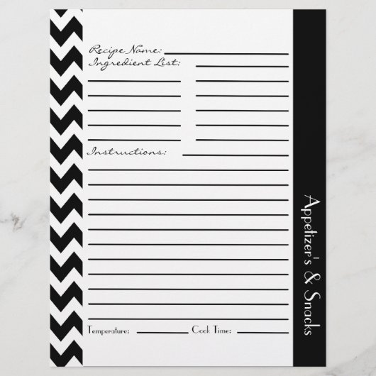 Feuilles de recettes rayées Chevron Zigzag - Blanc (Devant)