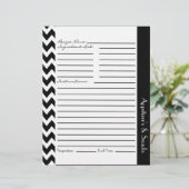 Feuilles de recettes rayées Chevron Zigzag - Blanc (Debout devant)