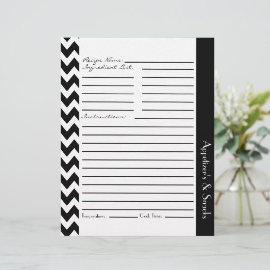 Feuilles de recettes rayées Chevron Zigzag - Blanc (Debout devant)