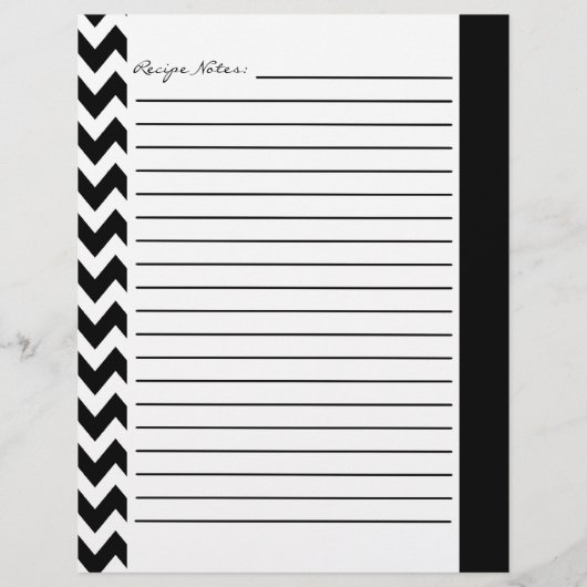 Feuilles de recettes rayées Chevron Zigzag - Blanc (Dos)