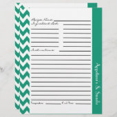 Feuilles de recettes tripées Chevron Zigzag - Turq (Devant / Derrière)