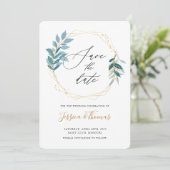 Feuilles de saule et cadre or enregistrer la carte (Debout devant)