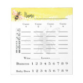 Feuilles de score Bunco Bee Bloc-notes (Devant)