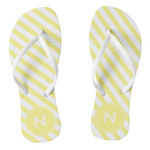Feuilles de tongs monogrammes à rayures jaunes ens