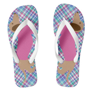 Feuilles de tongs Pastel Dachshund Plaid
