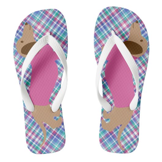 Feuilles de tongs Pastel Dachshund Plaid (Semelle)