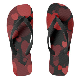 Feuilles de tongs Red HEarts brillantes