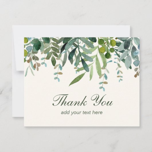 Feuilles de verdure à l'aquarelle Merci  (Devant)