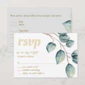 Feuilles de verdure d'Eucalyptus Mariage MENU RSVP (Devant / Derrière)