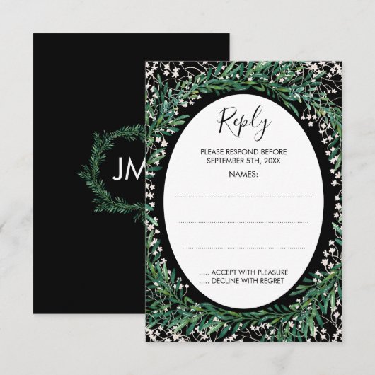 Feuilles de verdure & Florets Monogramme Réponse n (Devant / Derrière)