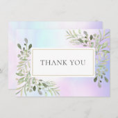 Feuilles de verdure holographiques élégantes Merci (Devant / Derrière)