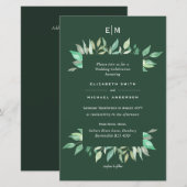 Feuilles de verdure Invitations de mariage budgéta (Devant / Derrière)