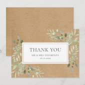 Feuilles de verdure kraft rustique Merci (Devant / Derrière)