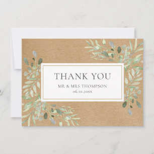 Feuilles de verdure kraft rustique Merci