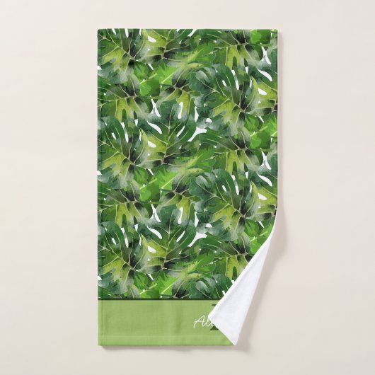 Feuilles de verdure tropicale moderne (Serviette à main)