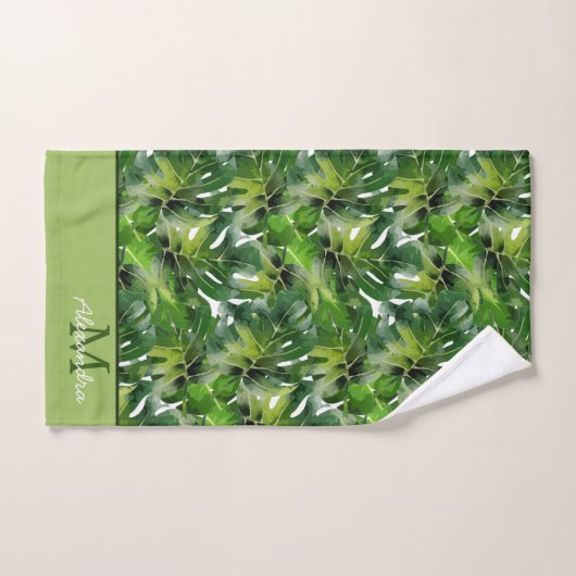 Feuilles de verdure tropicale moderne (Serviette à main)