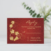 Feuilles de vigne d'or sur damas rouge Invitation (Debout devant)