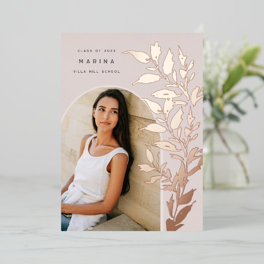 Feuilles déjoués | Faire-part d'obtention d'une li (Debout devant)