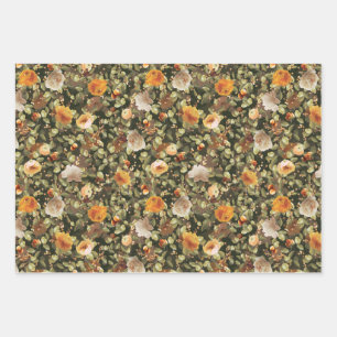 Feuilles d'emballage à motif vintage Tri-Garden Fl