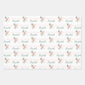Feuilles d'emballage d'anniversaire Rose rose aqua (Devant 3)