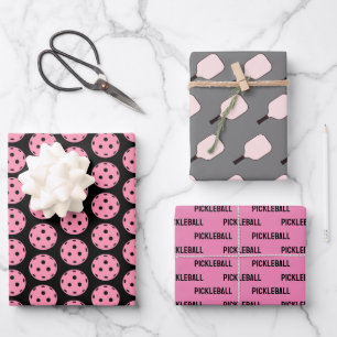Feuilles d'emballage de pickleball rose et noir pa