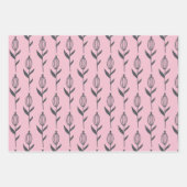 Feuilles d'emballage florales grises et roses (Devant 2)