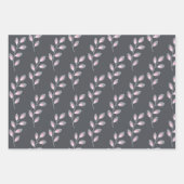 Feuilles d'emballage florales grises et roses (Devant)