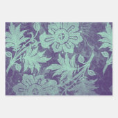 Feuilles d'emballage florales violettes et vertes  (Devant 3)