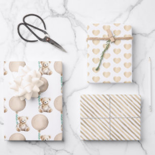 Feuilles d'enveloppement Brown Baby shower Ours En