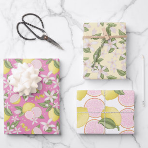Feuilles d'enveloppement d'anniversaire de citron 