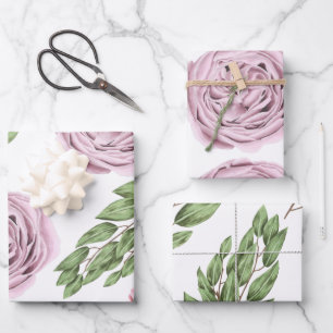 Feuilles d'enveloppement florales roses et violett