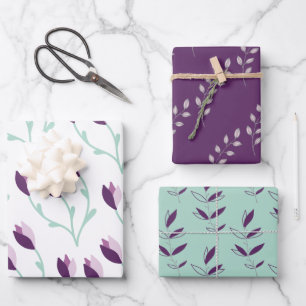 Feuilles d'enveloppement florales violettes et ver