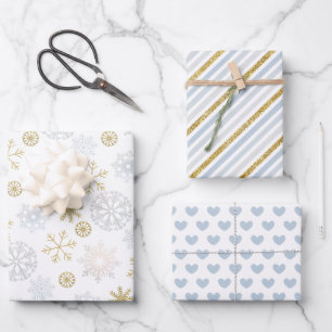 Feuilles d'enveloppes cadeaux d'hiver Icy Blue Sno