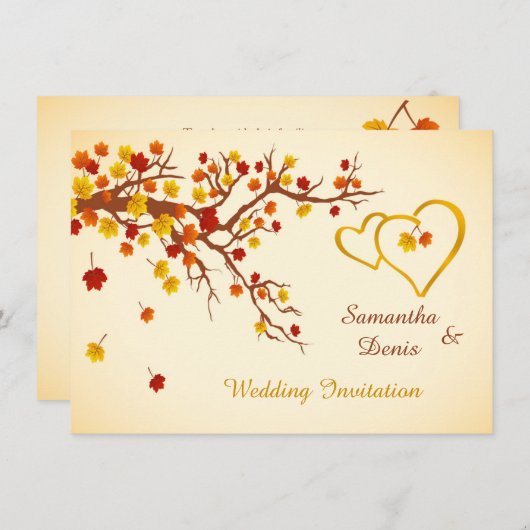 feuilles d'érable automnal, Faire-part de mariage  (Devant / Derrière)