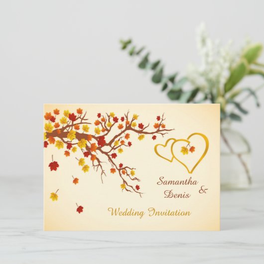 feuilles d'érable automnal, Faire-part de mariage  (Debout devant)