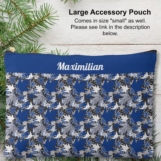 Feuilles d'érable bleu - GRANDE pochette d'accesso