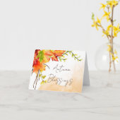 Feuilles d'érable d'automne avec carte texte perso (Fleur jaune)