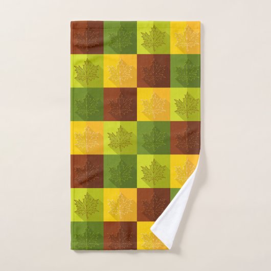 Feuilles d'érable d'automne, brun et vert (Serviette à main)