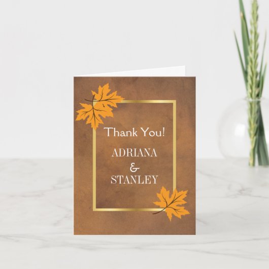 Feuilles d'érable orange sur Merci mariage brun (Devant)