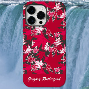 Feuilles d'érable rouges sur étui de téléphone en
