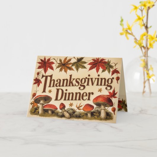 feuilles d'érable vintage - invitation de Thanksgi (Fleur jaune)