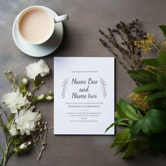 Feuilles dessinés au crayon et faire-part de maria