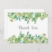 Feuilles d'eucalyptus élégantes, carte de remercie (Devant / Derrière)