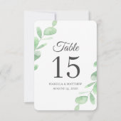 Feuilles d'eucalyptus. Numéros de table de mariage (Dos)
