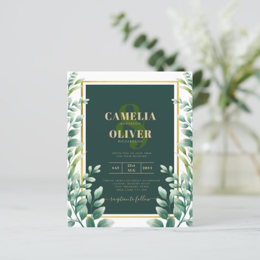 Feuilles d'Eucalyptus OR MARIAGE CODE QR INVITATIO (Debout devant)
