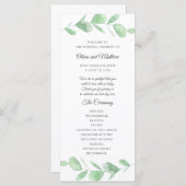 Feuilles d'eucalyptus verts. Programme de mariage  (Devant / Derrière)