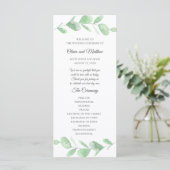 Feuilles d'eucalyptus verts. Programme de mariage  (Debout devant)